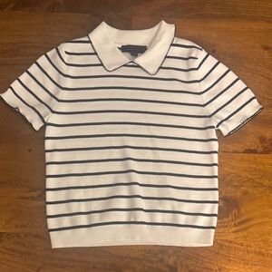 Zara Black and White Striped Knit Top